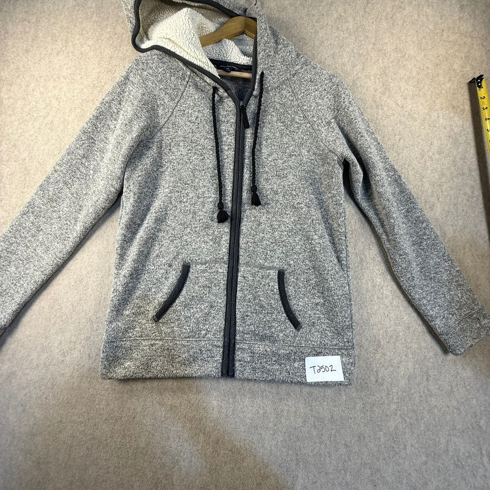 American Eagle Sherpa Lined Full Zip Hoodie Heather Gray Knit Mens Medium
